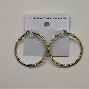 WHBM Gold Hoops Adorned with Pave Stones